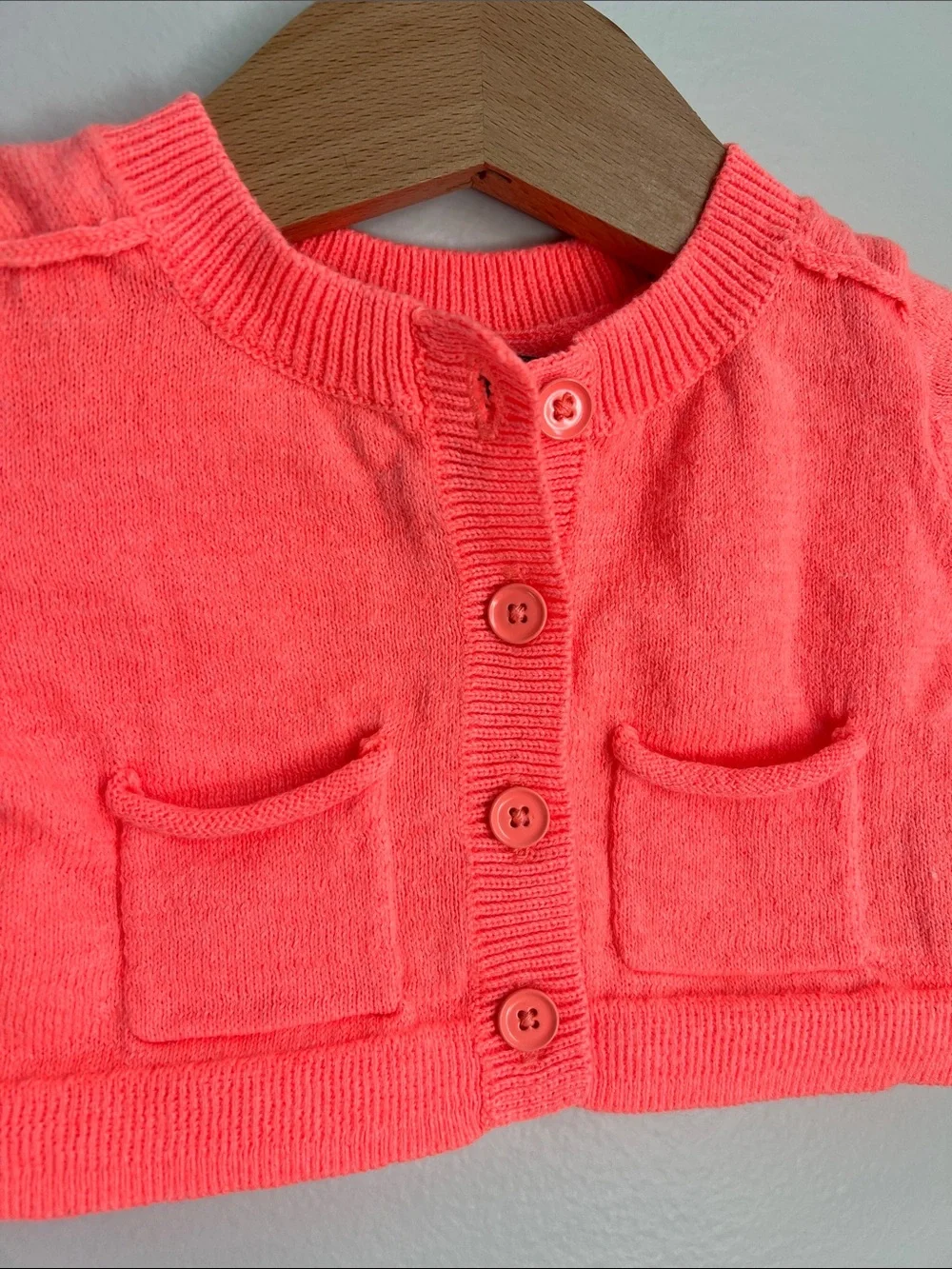 GAP | Baby Neon Coral Knit Cardigan Jacket Size 0-3 Months
